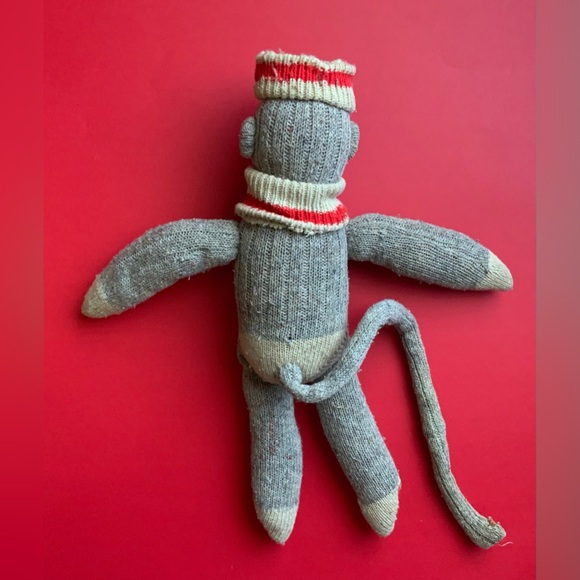 Vintage Gray Knit Sock Monkey - Picture 6 of 11